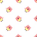 Seamless vector pattern with animals. Cute background with pink pigs on the white backdrop. Royalty Free Stock Photo