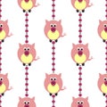 Seamless vector pattern with animals. Cute background with pink pigs on the white backdrop.