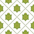 Seamless vector pattern with animals. Symmetrical background with turtles and rhombus on the white backdrop