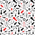 Seamless vector pattern with arrows. Arrow signs icon pattern on white background. Royalty Free Stock Photo