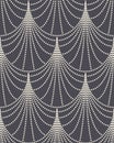 Seamless vector pattern with art deco sunburst formed by white dotted line on a dark gray background Royalty Free Stock Photo