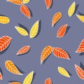 Seamless pattern with orange and yellow autumn leaves Royalty Free Stock Photo