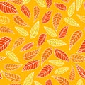 Seamless pattern with leaves in yellow colors