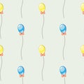 Seamless vector pattern. Background with colorful ballons and bows on the grey backdrop