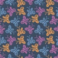 Seamless vector pattern, background with cute butterflies on the blue backdrop.