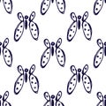 Seamless vector pattern, background with cute butterflies on the white backdrop.