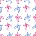 Seamless vector pattern, background with cute butterflies on the white backdrop