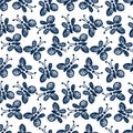 Seamless vector pattern, background with cute butterflies on the white backdrop.