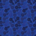 Seamless vector pattern background with dark indigo roses