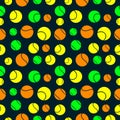 Seamless vector pattern, background with elements of tennis balls Royalty Free Stock Photo