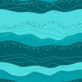 Seamless vector pattern background. Hand drawn sea illustration. Ocean wave Royalty Free Stock Photo