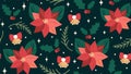 Seamless vector pattern background illustration with berries, stars, christmas bells ornament, mistletoe and poinsettia flowers Royalty Free Stock Photo