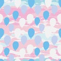 Seamless vector pattern with baloons on pink sky Royalty Free Stock Photo