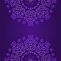 Floral pattern on purple background. Mandala. Royalty Free Stock Photo