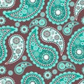 Seamless vector pattern, based on traditional oriental paisley elements, Indian cucumber, buta.