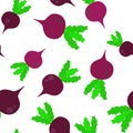 Seamless vector pattern with beets. Beetroot repeating pattern.