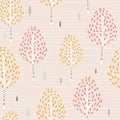 Seamless vector pattern with Bellamy birches .Vector illustration of an abstract background of a forest landscape