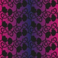 Seamless vector pattern with black botanical ornament on a violet gradient background