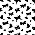 Seamless vector pattern with black butterflies on transparent isolated background.Decorative,festive,repeating,bright Royalty Free Stock Photo