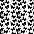 Seamless vector pattern with black butterflies on transparent isolated background.Decorative,festive,repeating,bright Royalty Free Stock Photo