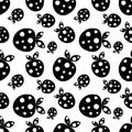 Seamless vector pattern with black decorative ornamental cute strawberries on the white background