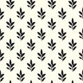 Seamless vector pattern with black leaves on white background