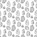 Seamless vector pattern - black outline crystals or gems, on white background, endless texture with gemstones, diamonds Royalty Free Stock Photo