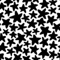 Seamless vector pattern with black stars on white background