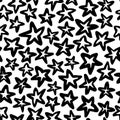 Seamless vector pattern with black stars on white background