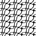 Seamless vector pattern with black tangled wave lines on white background. Royalty Free Stock Photo