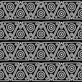 Seamless vector pattern. Black and white geometrical background with hand drawn decorative tribal elements. Print with ethnic, fol Royalty Free Stock Photo