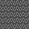 Seamless vector pattern. Black and white geometrical background with hand drawn decorative tribal elements. Print with ethnic, fol Royalty Free Stock Photo