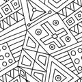 Seamless vector pattern. Black and white geometrical hand drawn background with rectangles, squares, dots. Print for decorative wa Royalty Free Stock Photo