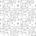 Seamless vector pattern. Black and white geometrical hand drawn background with rectangles, squares, triangles, dots. Print for Royalty Free Stock Photo