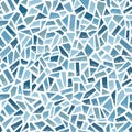 Seamless vector pattern. Blue clay broken mosaic, tiles.