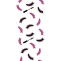 Seamless Vector Pattern with Lashes and Mascara with glitter effect