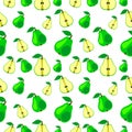 Seamless vector pattern, bright fruits chaotic background with pears Royalty Free Stock Photo