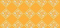 Seamless vector pattern of bright multi-colored flowers on a blue background, a distorted outline drawing. Vector