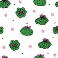 Seamless vector pattern with cactus peyote