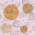 Seamless vector pattern cakes Royalty Free Stock Photo