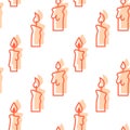 Seamless vector pattern Candle. For fabric, paper, wrap, textile, poster, scrapbooking, wallpaper or background, for web Royalty Free Stock Photo