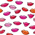 Seamless vector pattern candy shiny lips. Illustration of love, dating, marriage. Royalty Free Stock Photo