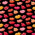 Seamless vector pattern candy shiny lips. Illustration of love, dating, marriage. Royalty Free Stock Photo