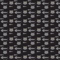 Seamless vector pattern cats and fishbones