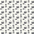 Seamless vector pattern cats and fishbones