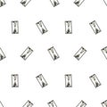 Seamless vector pattern. Chaotic background with grey sandglasses on the white backdrop