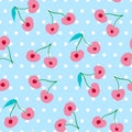 Seamless vector pattern with cherries Royalty Free Stock Photo