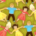 Seamless vector pattern - children holding hands