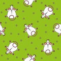 Seamless vector pattern for children. mouse top view and chamomile on a green background.