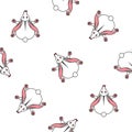 Seamless vector pattern for children. rabbit top view on a white background.